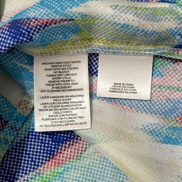 NINE WEST Tank Top M Multicolor Abstract Print Sleeveless Blouse Summer Chic - Picture 4 of 8